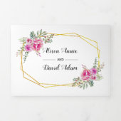 Roze waterverf bloementypografie bloemenbruiloft drieluik uitnodiging (Cover)