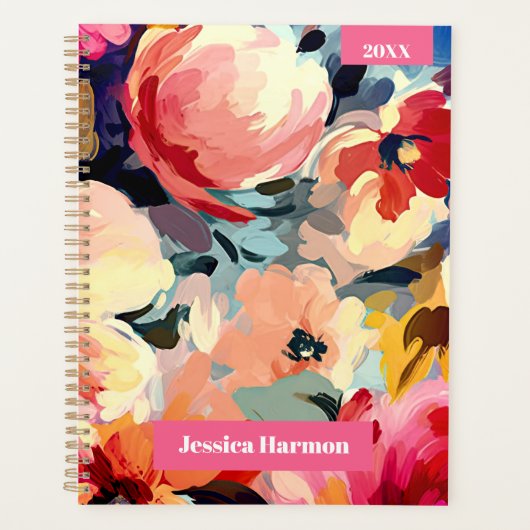 Roze Waterverf Bloemenweekblad & Maandelijkse Plan Planner (Voorkant)