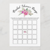 Roze waterverf bloemetjes bruids bingo spel kaart (Voorkant)