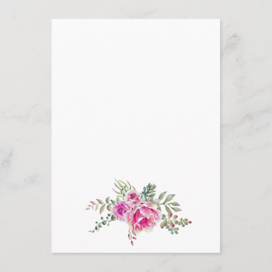 Roze waterverf bloemetjes bruids bingo spel kaart (Achterkant)