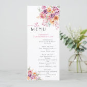 Roze Waterverf Bloemetuin Baby Shower Menu (Staand voorkant)