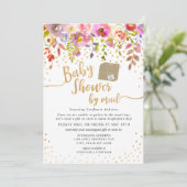 Roze waterverf bloemige baby shower per post kaart (Staand voorkant)