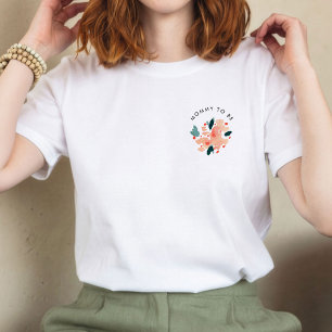 Roze waterverf bloemige 'Blij met de baby' T-shirt