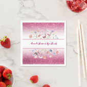 Roze Waterverf Bloemige Bloem Bruiloft Servet (Insitu)