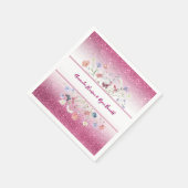 Roze Waterverf Bloemige Bloem Bruiloft Servet (Hoek)