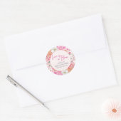 Roze waterverf bloemige bruiloft Welcome Ronde Sticker (Envelop)