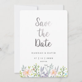 Roze waterverf bloemige Trouw 'Save the Date' Save The Date