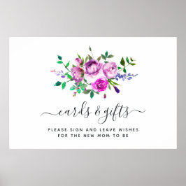 Roze Waterverf Bloemkaarten en Cadeaus Poster