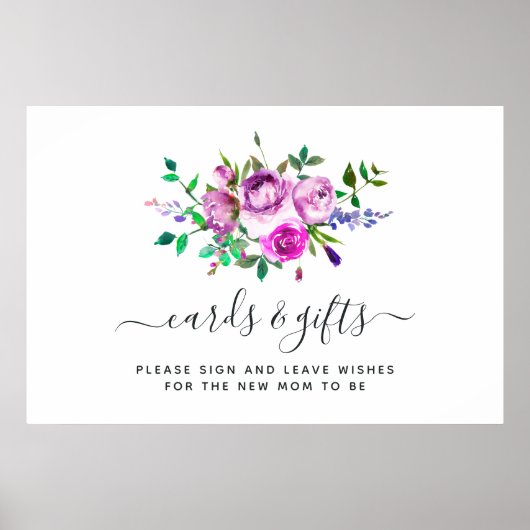 Roze Waterverf Bloemkaarten en Cadeaus Poster (Voorkant)