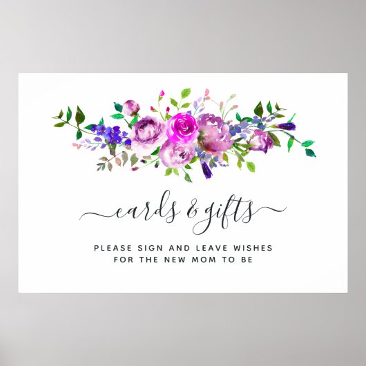 Roze Waterverf Bloemkaarten en Cadeaus Poster (Voorkant)
