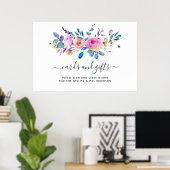 Roze Waterverf Bloemkaarten en Cadeaus Poster (Thuiskantoor)