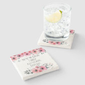  Roze Waterverf Bloemliefde Typografie Stenen Onderzetter (Zijkant)