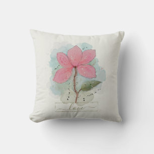 Roze Waterverf BloemliefdesSierkussen Kussen