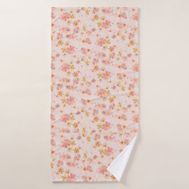 Roze Waterverf Bloemmotief Badhanddoek
