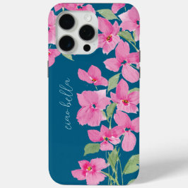 Roze waterverf bloemmotief iPhone 15 pro max hoesje