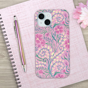 Roze waterverf bloemmotief iPhone 15 case