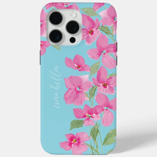 Roze waterverf bloemmotief Case-Mate iPhone case (Achterkant)