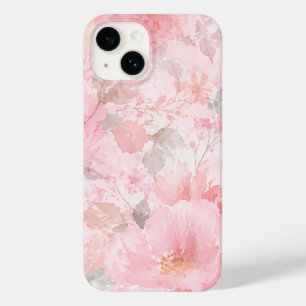 Roze Waterverf Bloemmotief Case-Mate iPhone 14 Hoesje