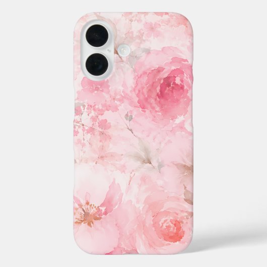 Roze Waterverf Bloemmotief Case-Mate iPhone Case (Achterkant)