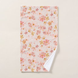Roze Waterverf Bloemmotief Handdoek