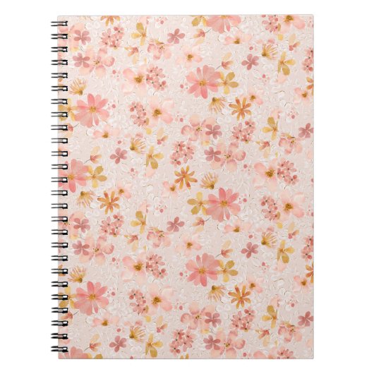 Roze Waterverf Bloemmotief Notitieboek (Voorkant)