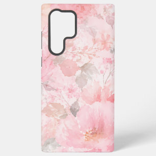 Roze Waterverf Bloemmotief Samsung Galaxy Hoesje