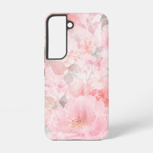 Roze Waterverf Bloemmotief Samsung Galaxy Hoesje