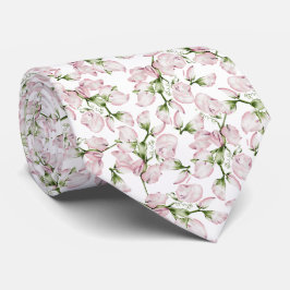 Roze waterverf bloemmotief stropdas