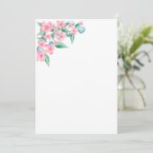 Roze Waterverf bloemontwerp Kaart (Staand voorkant)