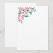 Roze Waterverf bloemontwerp Kaart (Voorkant / Achterkant)
