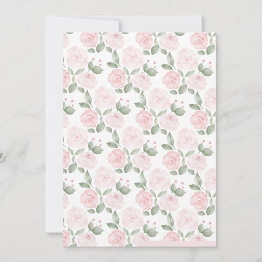 Roze Waterverf Bloemrijke Meisje Doop Kaart (Achterkant)