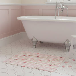 Roze waterverf bloemstreeppatroon badmat