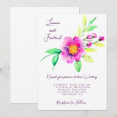 Roze waterverf bloemstuk aangepaste Trouw Kaart (Voorkant / Achterkant)