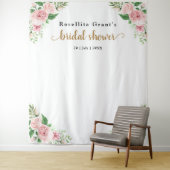 Roze waterverf bloemstuk bruiloft tapestry wandkleed (In situ)