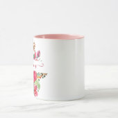 Roze waterverf bloemstuk gepersonaliseerd mok (Midden)