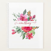 Roze waterverf bloemstuk gepersonaliseerd   planner (Voorkant)