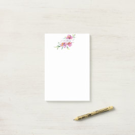 Roze waterverf bloemstuk gepersonaliseerd  post-it® notes