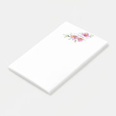 Roze waterverf bloemstuk gepersonaliseerd  post-it® notes (Schuin)