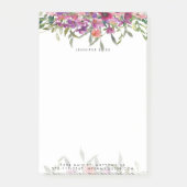 Roze waterverf bloemstuk gepersonaliseerd post-it® notes (Voorkant)