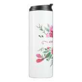 Roze waterverf bloemstuk gepersonaliseerd thermosbeker (Gedraaid links)