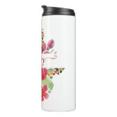 Roze waterverf bloemstuk gepersonaliseerd thermosbeker (Geroteerd rechts)