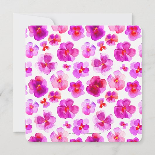 Roze waterverf bloemtrouwuitnodigingen kaart (Achterkant)