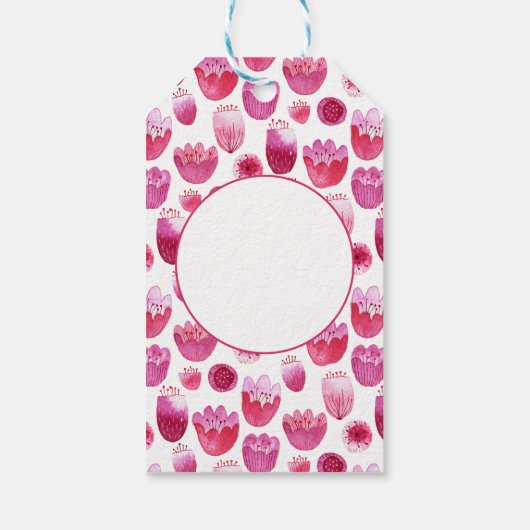 Roze Waterverf bloesem bloesem Cadeaulabel (Achterkant)