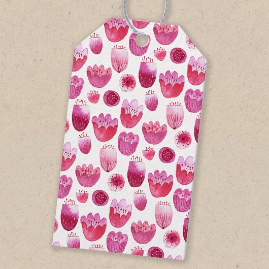 Roze Waterverf bloesem bloesem Cadeaulabel