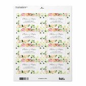 Roze Waterverf bloesempatroon - Bruiloft Etiket (Full Sheet)