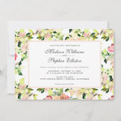 Roze Waterverf bloesempatroon - Bruiloft Kaart (Voorkant)