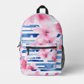 Roze Waterverf bloesems bloemig gepersonaliseerde  Bedrukte Rugzak (Voorkant)