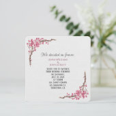 Roze waterverf bloeswijk grijs kaart (Staand voorkant)