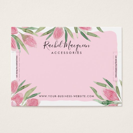 Roze Waterverf Bloomend Floral Bracelet Display Visitekaartje (Voorkant)
