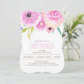 Roze Waterverf Blooms Baby shower Kaart (Staand voorkant)